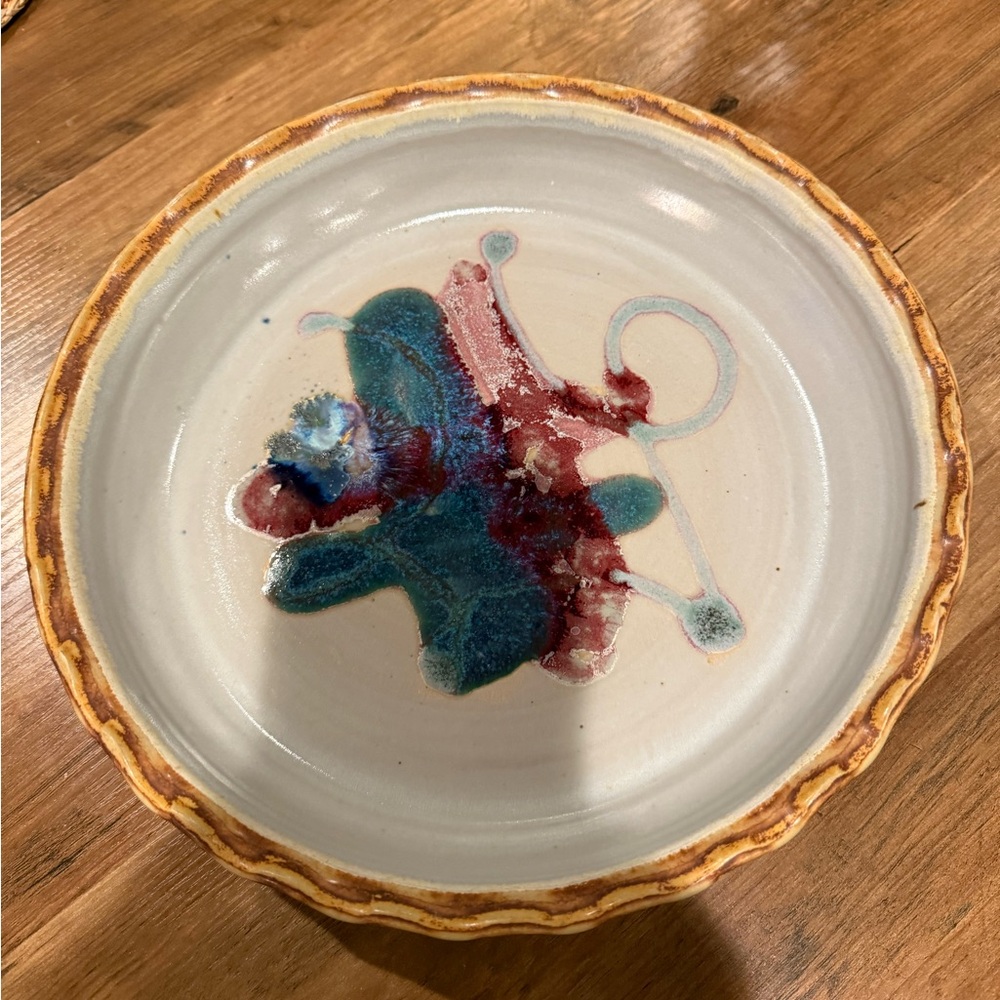 Handcrafted Ceramic Pie/baking dish with Abstract Design